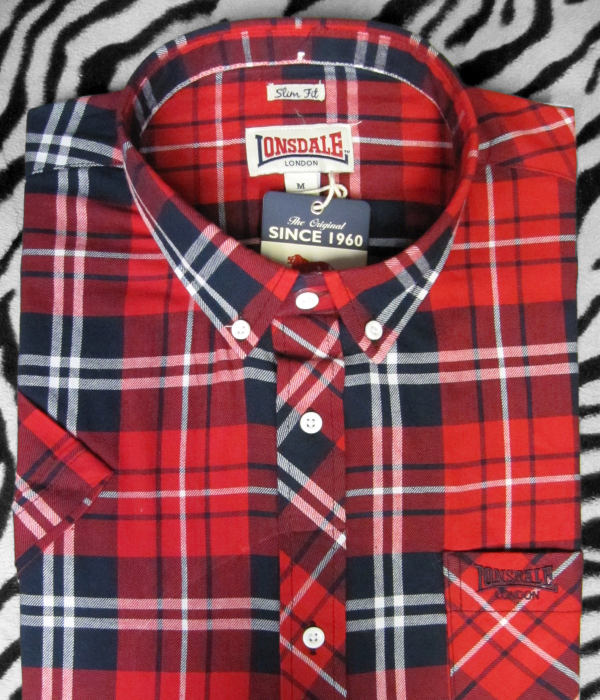 CAMISA LONSDALE ROJO Y AZUL